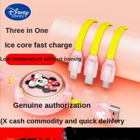 Disney Three-in-One Data Cable Retractable Charging Quick Charge One Drag Three Cute Applicable Charger Protector Cable Holder