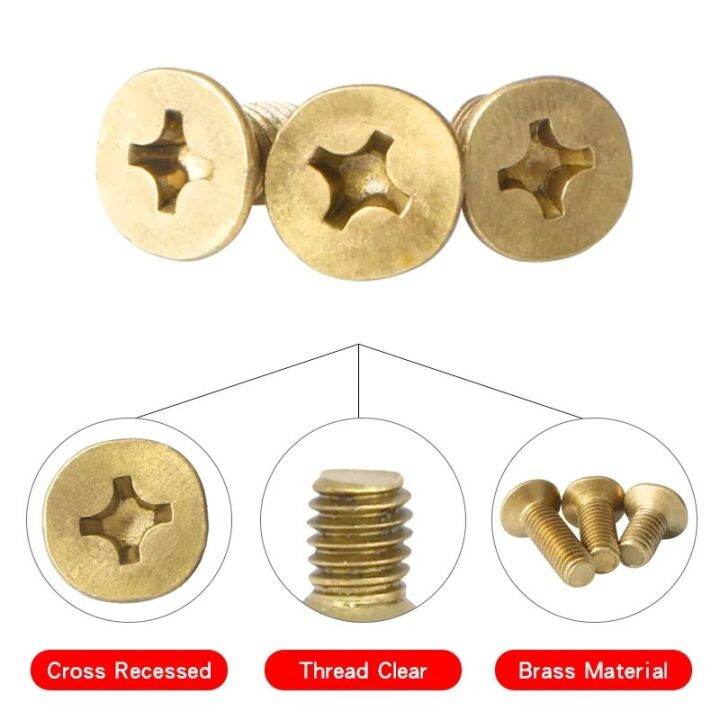 สลักเกลียวสกรูหัวแบนทองแดง-din965-m2-m3-m4-m5ทองเหลือง-m6สกรูหัวเครื่องจักรปิดภาคเรียน