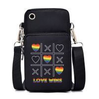 Funny Love Wins Rainbow Print Women Mobile Phone Bag Waterproof Sport Arm Bag LGBT Gay Love Purses and Handbags Shoulder Bag