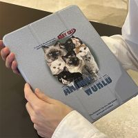 Cute Cat Illustration Protective Case For iPad Pro 12.9 inch 2021 Mini 6 Air 5/4/9.7/10.5/11 inch Cover with Pencil Slot Holder Bag Accessories