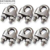 6Pcs Baja Tahan Karat 304 Chuck DIN741 Chuck Tali Kawat Rolling Head Fastening Clip Tali Clip U Shape Chuck