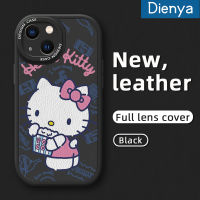 เคส Dienya สำหรับ IPhone 14 Plus IPhone 14 Pro Max 13 Mini 13 Pro Max ดีไซน์ใหม่การ์ตูนน่ารัก Hello Kitty Cat เคสโทรศัพท์หนังนิ่มป้องกันกล้องคลุมทั้งหมดเคสสีกันกระแทกขอบนิ่ม