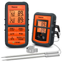 ThermoPro TP08C Dual P Robe จอแสดงผลแสงไฟดิจิตอล150เมตรไร้สายย่างบาร์บีคิวทำอาหารครัวเนื้อเครื่องวัดอุณหภูมิที่มีการจับเวลา