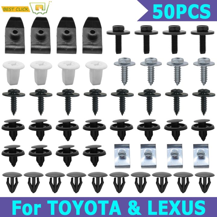 50pcs-รถเครื่องยนต์ภายใต้-body-cover-คลิปสำหรับ-toyota-lexus-กันชน-fender-trim-mudguard-splash-shield-สกรู-rivet-auto-fitting-kit