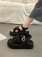 ♧▫✜ Fairy style and beautiful temperament sandals for women to wear outside in summer with skirts 2023 new French platform thick-soled Roman shoes