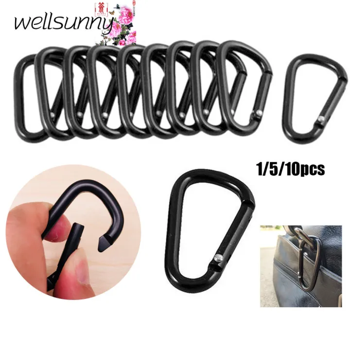 Wellsunny Weegubeng 1pcs Black Aluminum Carabiner D-Ring Key Chain Clip ...