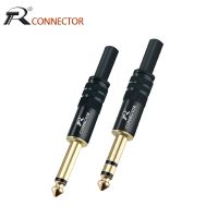 1PC Jack 6.35mm Microphone plug Mono/Stereo Male Plug Assembly Wire Connector Good Plating Audio Speaker with Spring