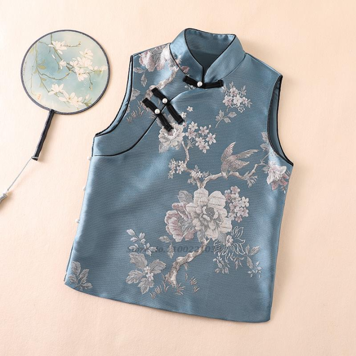 【Ready stock】2023 traditional flower embroidery qipao chinese top women ...