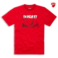 เสื้อยืดคอกลม Ducati ลาย Graphic V4 Eyes สีแดง