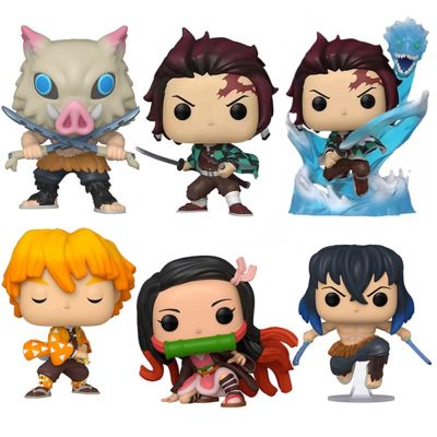 ZZOOI Funko Pop Demon Slayer Anime Figure Kamado Tanjirou Luminous Hashibira Inosuke Action Figures Q Version Kids Doll Decor Toys