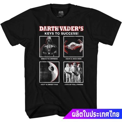 เสื้อยืดเด็กโต STAR WARS Darth Vader Keys To Success Funny Adult Tee Graphic T-Shirt For Men Tshirt sale Star Wars สตาร์S-5XL