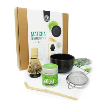 Jade Leaf Modern Matcha Starter Set - Electric Matcha Whisk Milk Frother, Stainless Steel Spoon, Stainless Steel Sifter, Printed Handbook