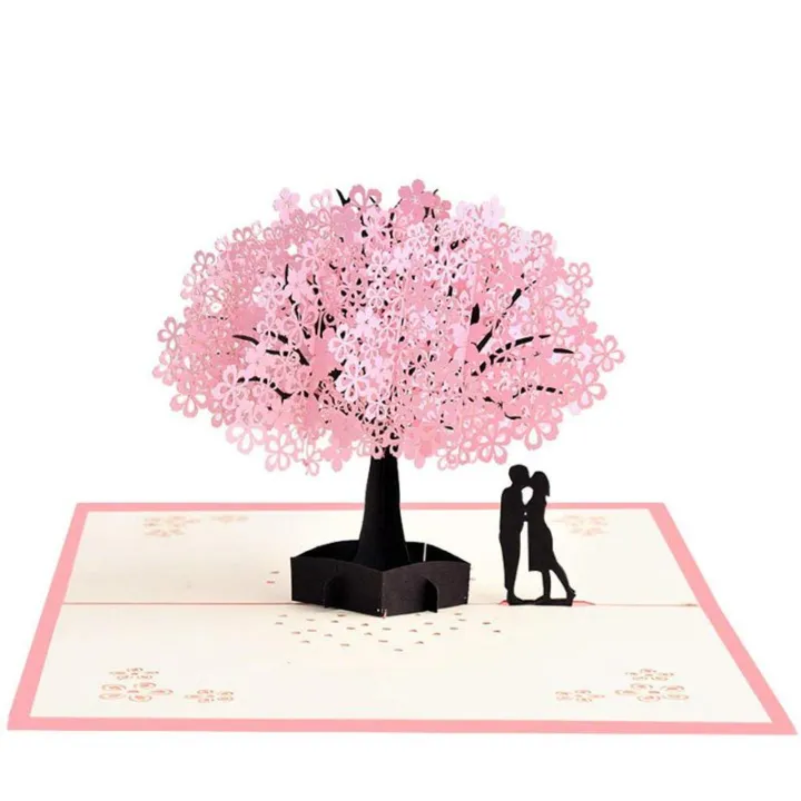 Handmade Pop Up Romantic Birthday, Anniversary, Dating Card For Husband,  Wife, Boyfriend, Girlfriend - Cherry Blossom Tree With Couples | Lazada Ph