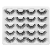 AWEI1 10คู่ขนตาธรรมชาติยาวนานผลเรียว Handmade Mink Hair Eye Lash สำหรับสุภาพสตรี