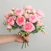 【DT】 hot  Pink Silk Peony Artificial Flowers Rose Wedding Home DIY Decor High Quality Big Bouquet Foam Accessories Craft White Fake FlowerTH