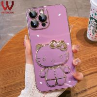 สวัสดี Kitty เคสโทรศัพท์กระจกแต่งหน้าตุ๊กตาน่ารัก3มิติสำหรับ Iphone 15 Iphone 15 Pro Iphone 15 Plus Iphone 15 Pro Max Iphone 15 Pro Max Iphone 15ฝาหลังแป้นโทรศัพท์ทีพียูนิ่มชุบพิเศษ