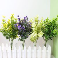 【LZ】☁✕  Buquê de folhas plantas artificiais decoração de plástico flor planta grama verde folhas diy arranjo de flores casamento decoração de escritório em casa