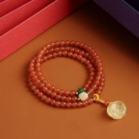 [COD] Sichuan cherry red south agate bracelet 14K gold-coated hanging beeswax rose flower multi-treasure