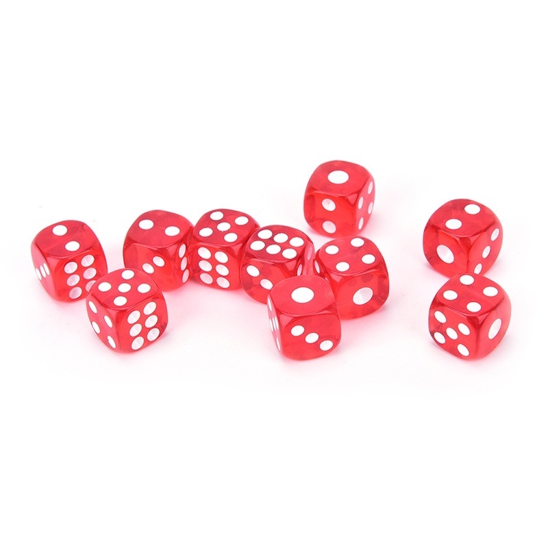 10pcs 13mm transparent six sided spot dice toys D6 RPG role playing game EO 