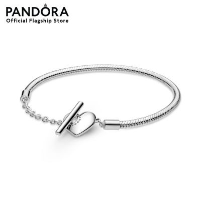 Pandora Moments Heart T-Bar Snake Chain Bracelet