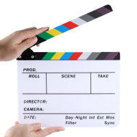 MINIFOCUS อะคริลิค Clapboard Dry Erase Director ฟิล์มภาพยนตร์ Clapper Board Slate 9.6*11.7 "สีขาวสีดำ Sticks