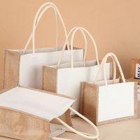 hot【DT】 Reusable Burlap Jute Tote Shopping for Grocery Wedding Birthday Top-Handle Storage Organizer Handbag