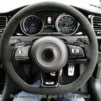 CARDAK Custom Suede Car Steering Wheel Cover for Volkswagen VW Golf 7 GTI Golf R MK7 VW Polo GTI Scirocco 2015 2016