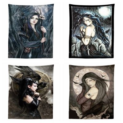【cw】The Morrigan Series Mythology Goddess Of Death Spiral Art All Hallow War Banshee Magic Raven Wicked Fairy Tapestry By Ho Me Lili
