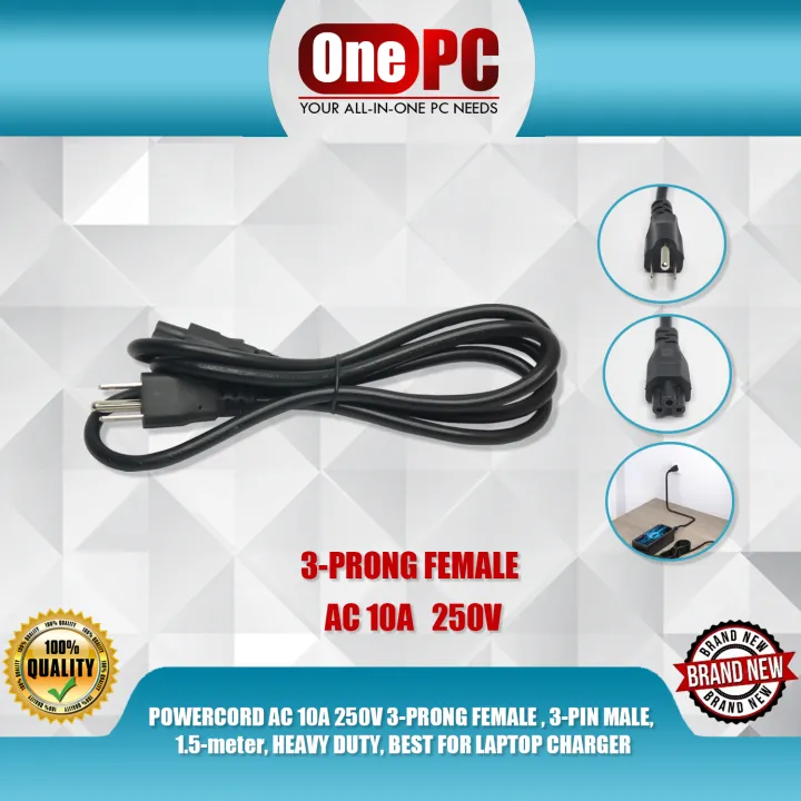 Powercord Ac 10a 250v 3 Prong Female 3 Pin Male 15 Meter Heavy Duty Best For Laptop Charger 7484