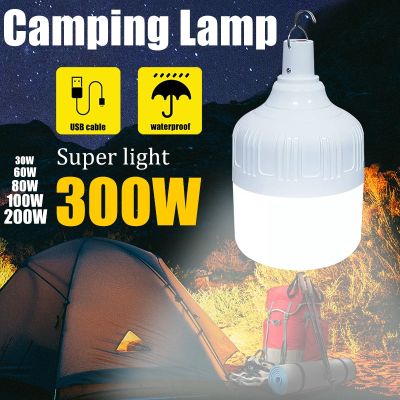 Tent Light Outdoor Camping Lamp Rechargeable USB Lights With Hook Hanging Outdoor Emergency Lighting Camping Equipment Bulb Power Points  Switches Sav