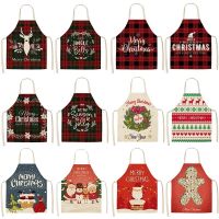 Linen Merry Christmas Apron Christmas Ornament Home Kitchen Accessories Natal Navidad 2023 New Year Christmas Gift