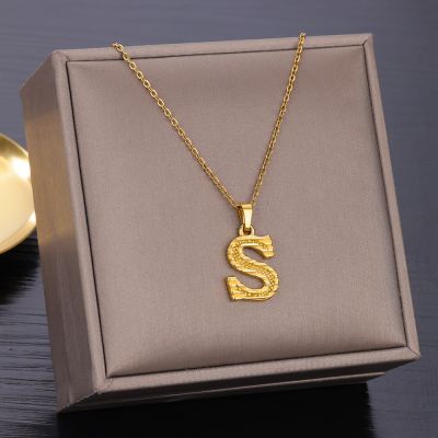 【CW】Stainless Steel Initial Necklaces For Women Men Gold Color Letter Necklace Pendant Jewelry Male Female Neck Chain Free Shipping