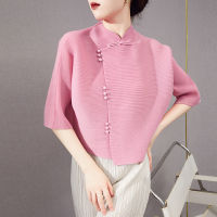 Chinese Style Peplum Top T-Shirt Womens Clothing Spring/Summer New Design Sense Niche Retro Buckle Half Sleeve Cardigan