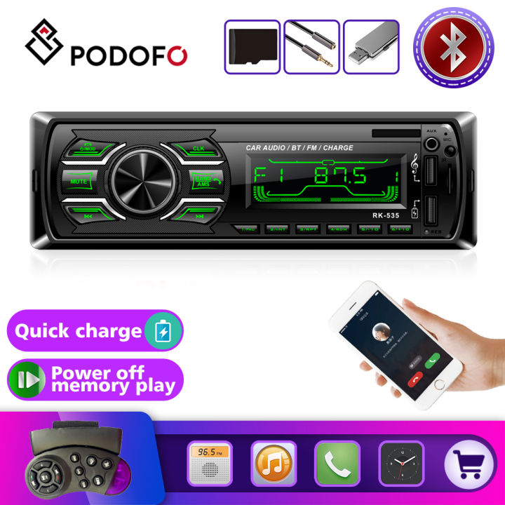 Car MP3 Player FM Radio Tuner với 3 ''đoạn LED lớn hiển thị AUX đầu vào USB  chức năng sạc nhanh DC 12V với tay lái không dây điều khiển từ xa |