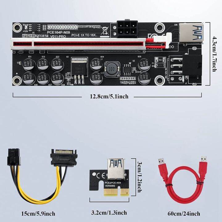 pcie-riser-011-v011pro-pci-e-express-pci-e-16x-riser-video-card-riser-gpu-dual-6pin-adapter-graphics-card-for-mining