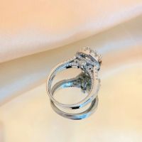 แหวนเพชรโมอิส S925ชุดแหวนเพชร2กะรัตแหวน Tas Bulat ขายดีผู้หญิง