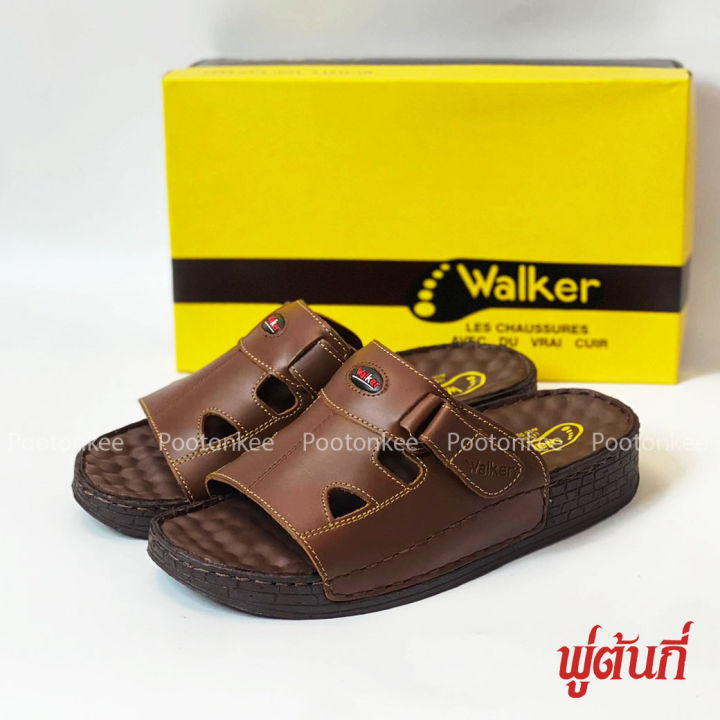 รองเท้า-walker-รุ่น-wb-656-รองเท้าวอคเกอร์-สีดำ-น้ำตาล-รองเท้าแตะหนังผู้ชาย-รองเท้าหนังแท้
