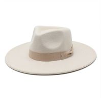 Beige Fedora Hat For Men Women Wide Brim Hat Bow Accessories Autumn Winter Panama Church Jazz Cap Bow Tie Designs Wholesale