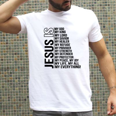 Jesus Is My God King Everything MenS Harajuku T Shirt Christian Religious Streetwear Short Sleeve Casual T-Shirt Male Tees Tops