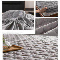 Quilted Mattress Cover Thicken Warm Soft Crystal Velvet Plush King Bed Fitted Sheet Pillowcase Grippers Mattress Cover