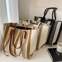 Honnyzia Shop Womens Fashion Bag Large Capacity Bag Womens Shoulder Bag Womens New Handbag Simple Vertical Stripe Casual Tote Bag