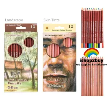 12Pcs Wood Pastel Pencil Set Basis Skin Pastel Color Pencil for