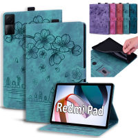 เคส3D ลายแมวเชอรี่เบ่งบานแฟชั่นสำหรับแผ่น Xiaomi Redmi Pad แท็บเล็ต10.61 "เคสฝาพับแม่เหล็กหนังผิว RedmiPad 5G VHU4254IN เคสแบบตั้ง