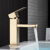 304 Stainless Steel Gold Waterfall Tap Monobloc Modern Bathroom Basin Sink Tap Hot &amp; Cold Mixer Faucet Bathroom Accessories