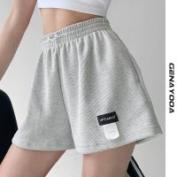 Genayooa Casual Shorts Women High Waist Loose Black Lounge Running Shorts Feminino Solid Cotton Shorts For Women Korean Fashion