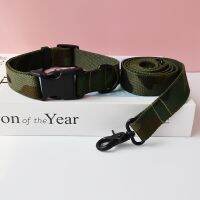 Green camouflage Custom Pet Collar Walking Leash Set Personalized Puppy Nameplate ID Adjustable Engraved