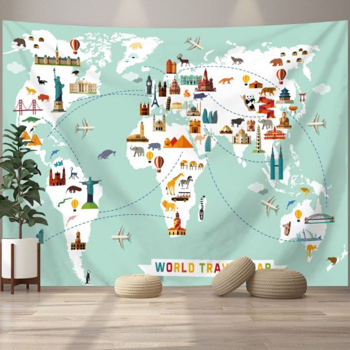 animal-world-map-tapestry-high-definition-map-fabric-childrens-room-decoration-tapestry-wall-hanging-garden-posters-for-outside