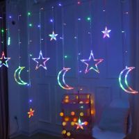 Ramadan Decorations Lights EU 220V Moon Star Lamp LED Fairy String Lights Garland Decor for Home Holiday Light Wedding Room DIY