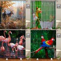 สัตว์นกแก้ว Horse Frog Bath Curtain ผ้าม่านโพลีเอสเตอร์กันน้ำห้องน้ำขนาดใหญ่ 3D Blackout Curtain สำหรับตกแต่งบ้าน 180x200cm 180 * 180 ซม