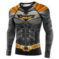 Mens Compression เสื้อ Bat Man พิมพ์เสื้อยืดแห้งเร็วฟิตเนสการฝึกอบรมกีฬาแน่นวิ่งเสื้อกีฬา